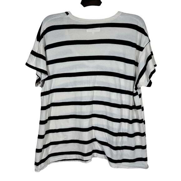 The GREAT. Striped V-Neck T-Shirt Women’s Size Large Cotton Casual Everyday - Picture 5 of 11